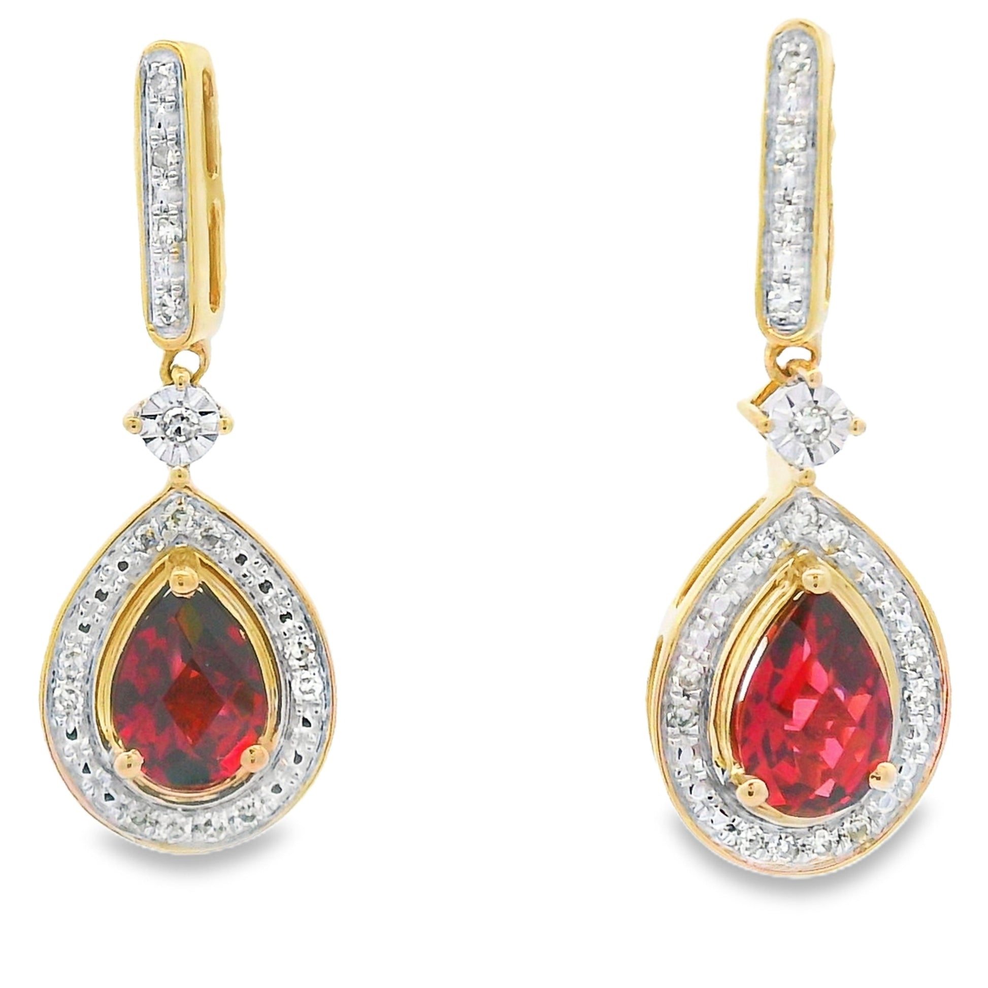 1.06ct Garnet Diamond Dangle Earrings 10KT Yellow Gold Bids.com