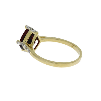 Genuine 1.25ct Garnet Diamond Ring 10KT Yellow Gold Bids.com