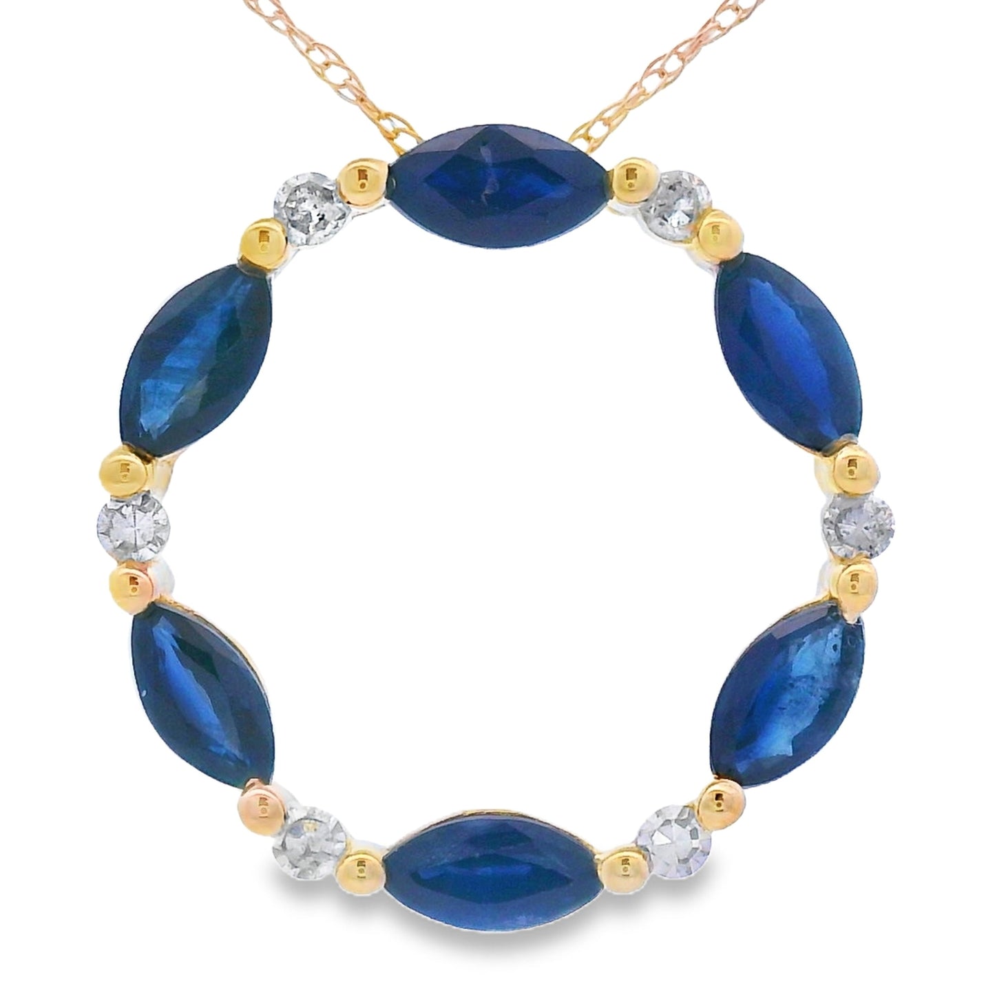 .99ct Sapphire Circle of Love Pendant 10KT Yellow Gold Bids.com