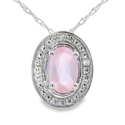Rose Quartz Diamond Fashion Pendants 10KT White Gold Bids.com