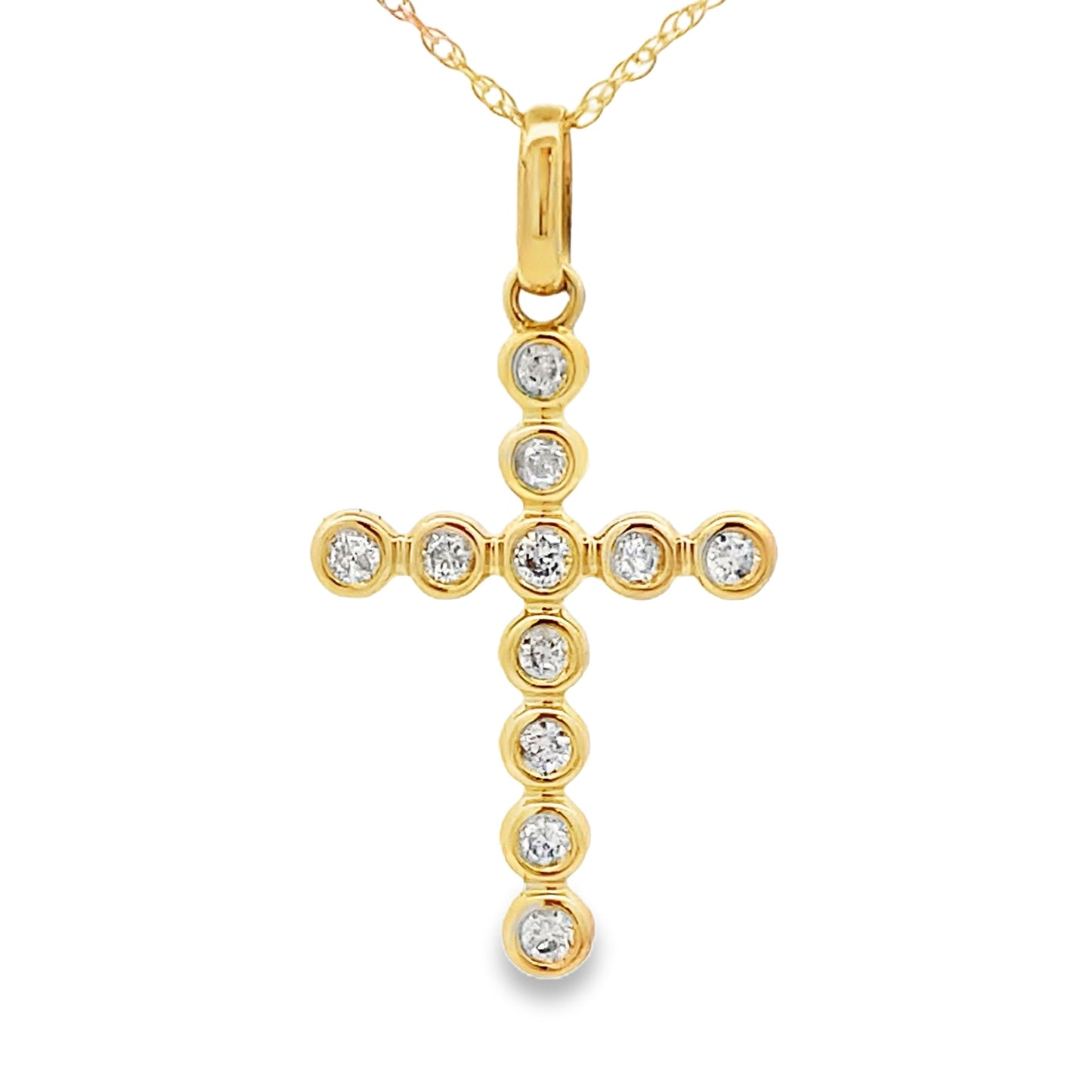 .20ct Diamond Cross Religious Pendant 14KT Yellow Gold Bids.com
