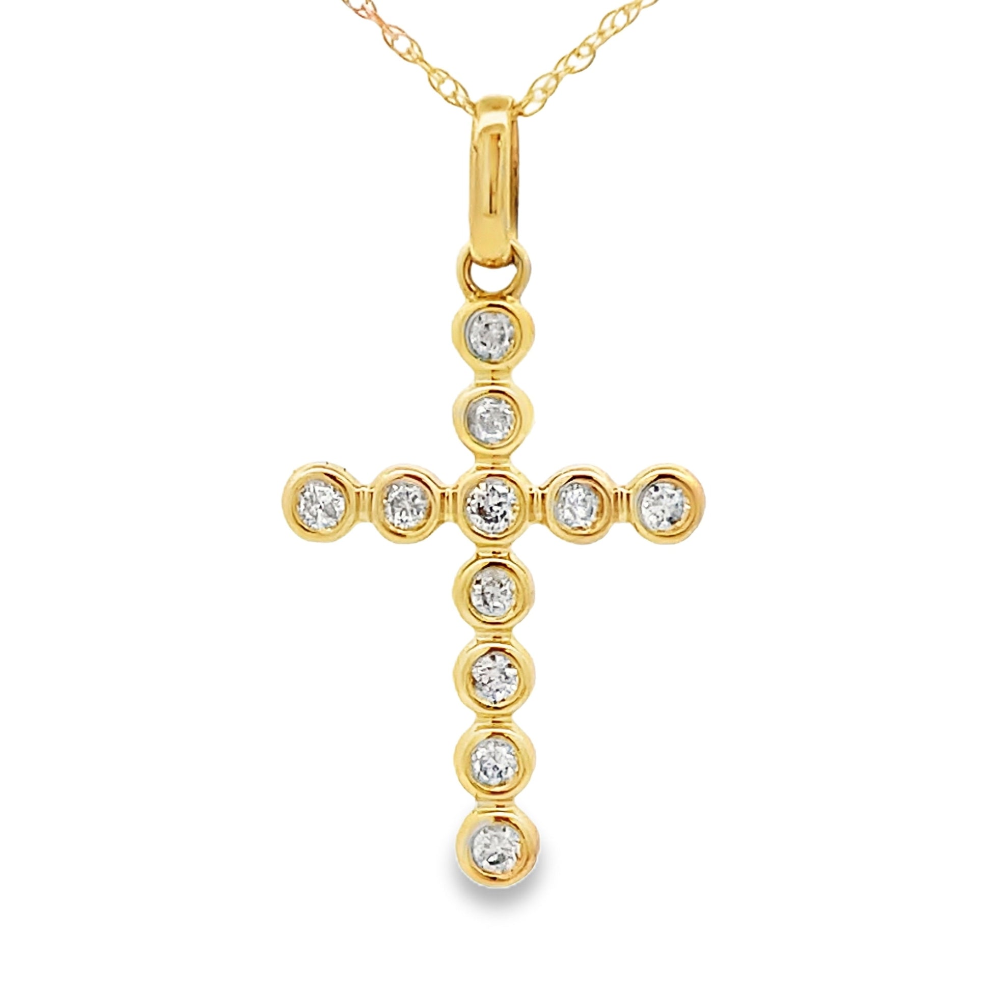 .20ct Diamond Cross Religious Pendant 14KT Yellow Gold Bids.com