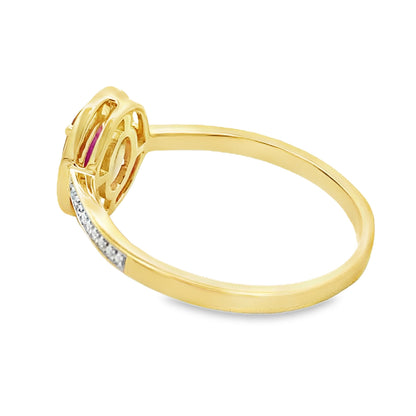 Natural .67ct Ruby Diamond Ring 10KT Yellow Gold Bids.com