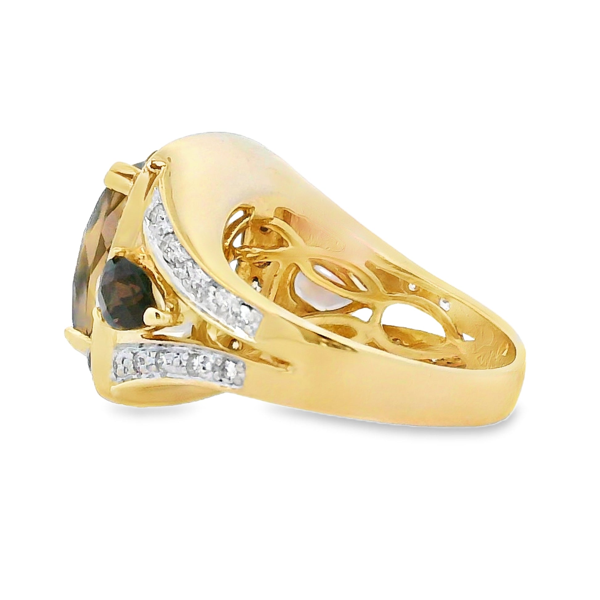 Natural .50ct Quartz Diamond Ring 14KT Yellow Gold Bids.com
