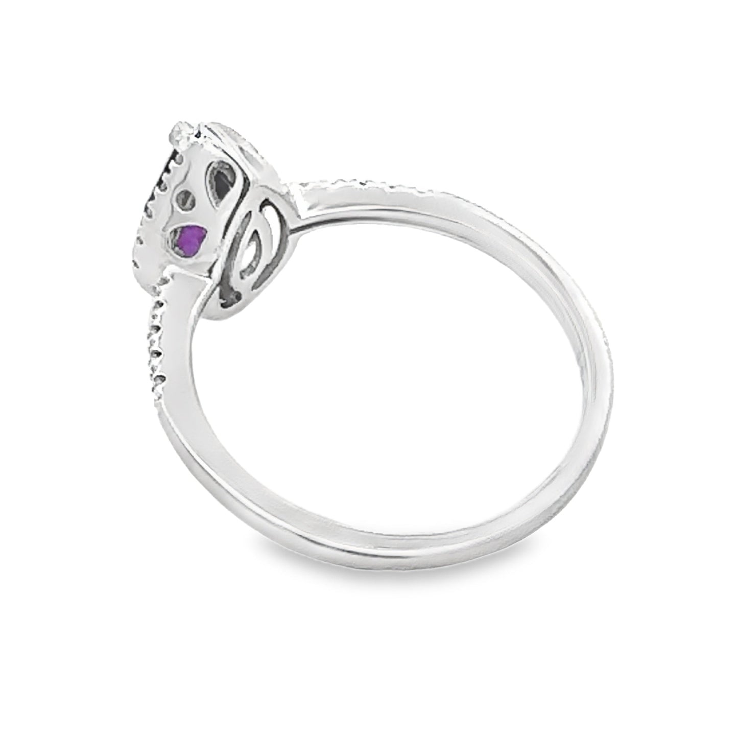 Genuine .98ct Amethyst Diamond Ring 14KT White Gold Bids.com