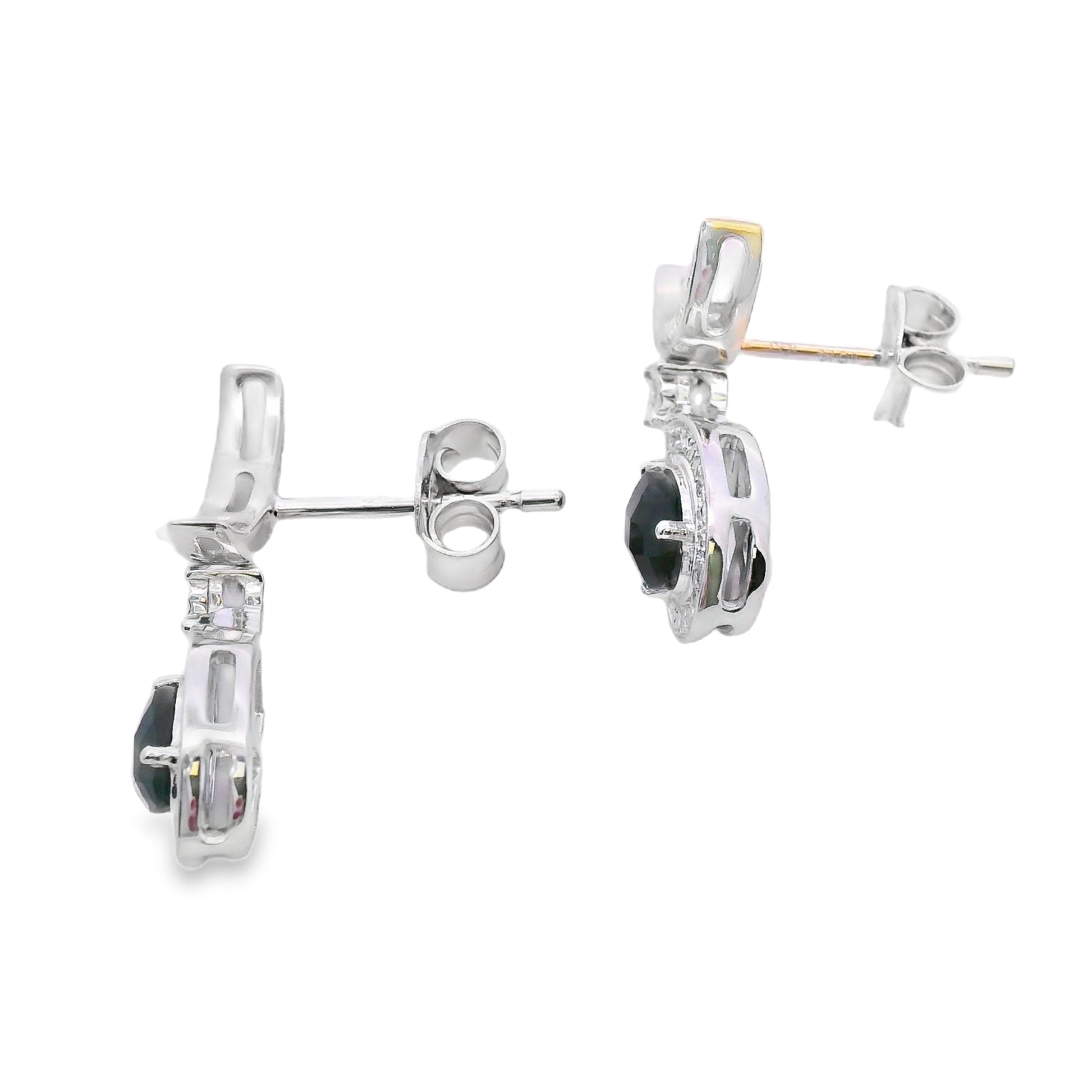 .55ct Onyx Diamond Dangle Earrings 10KT White Gold Bids.com