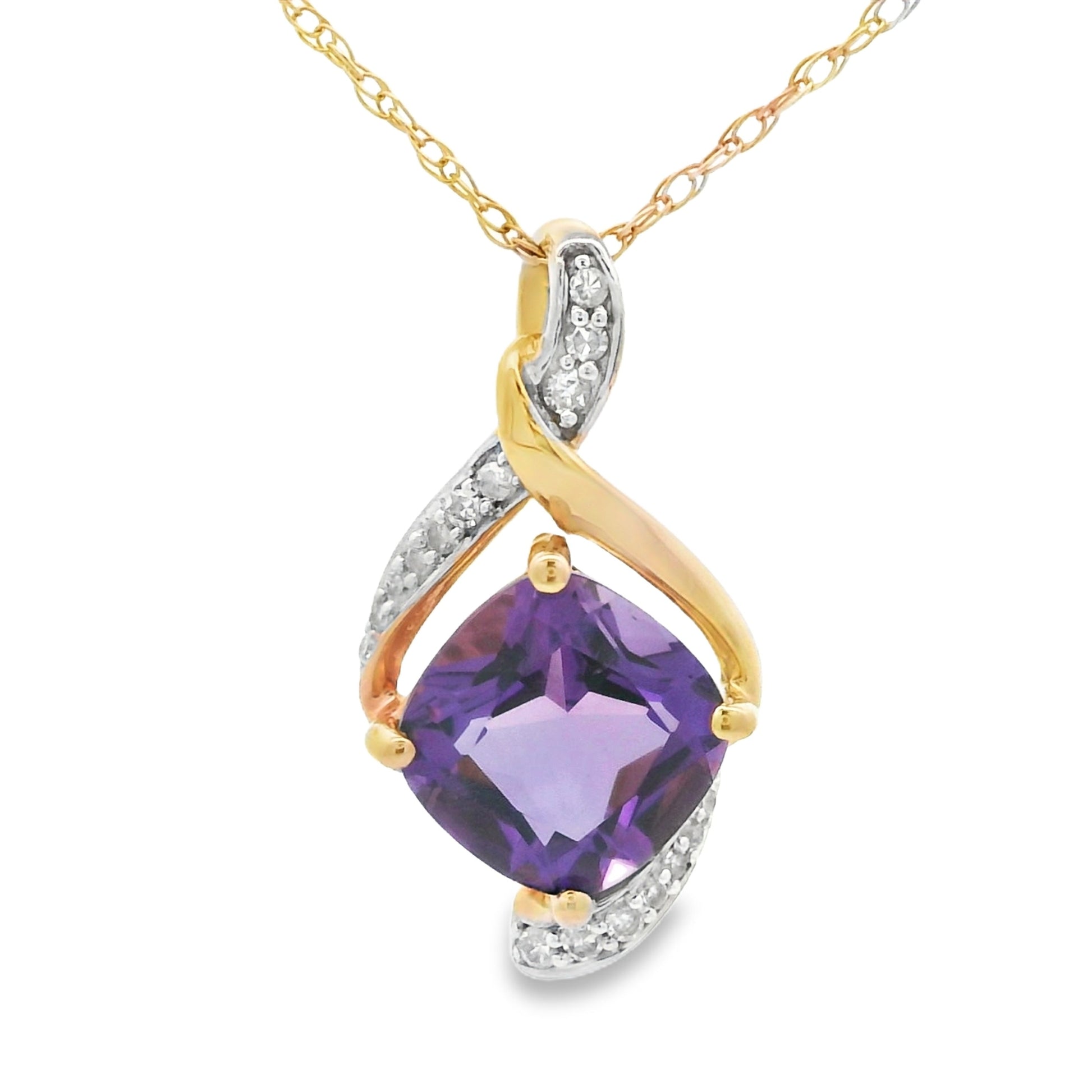 Amethyst Diamond Fashion Pendants 10KT Yellow Gold Bids.com