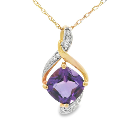 Amethyst Diamond Fashion Pendants 10KT Yellow Gold Bids.com