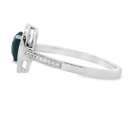 Natural .52ct Onyx Diamond Ring 10KT White Gold Bids.com