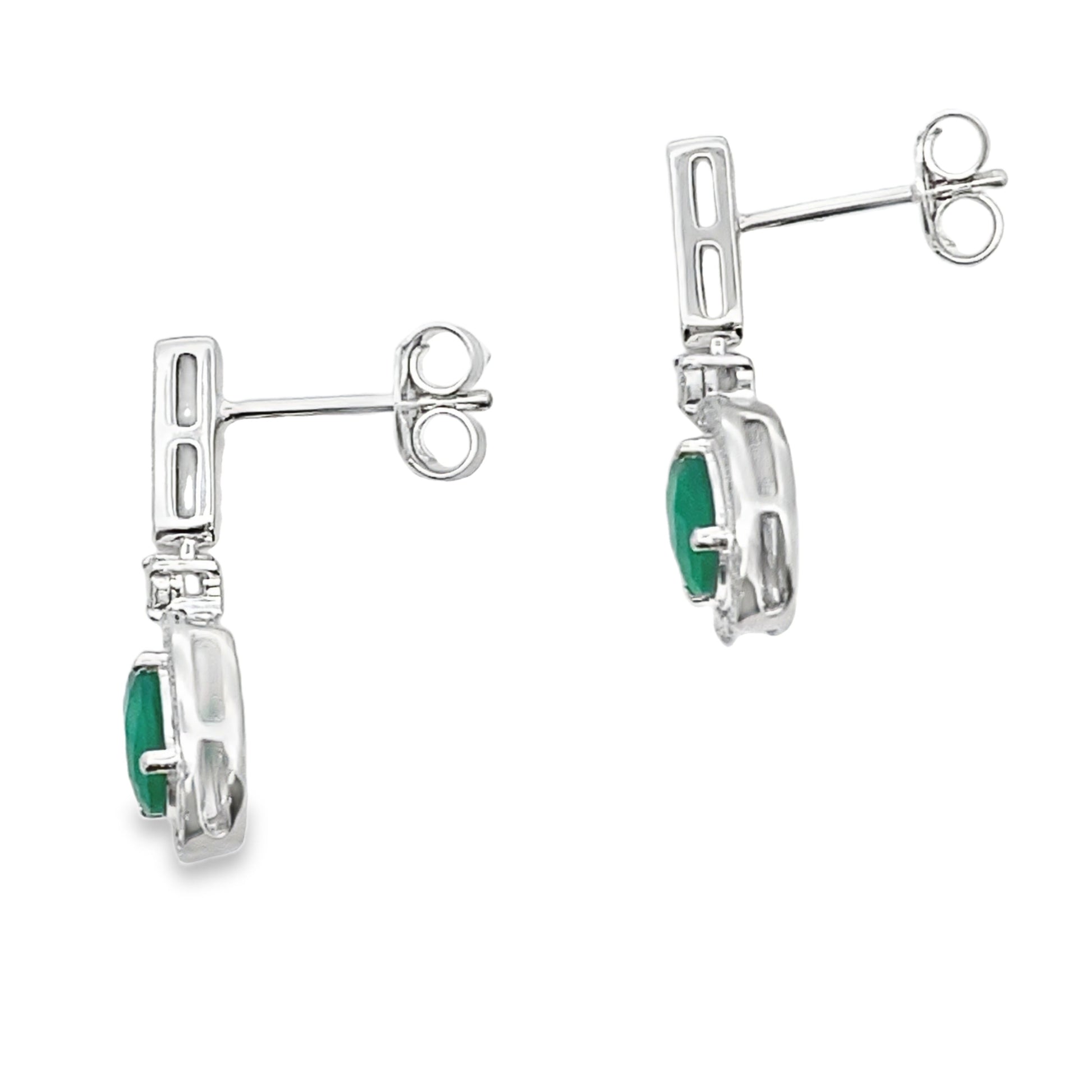 Chalcedony Diamond Dangle Earrings 10KT White Gold Bids.com