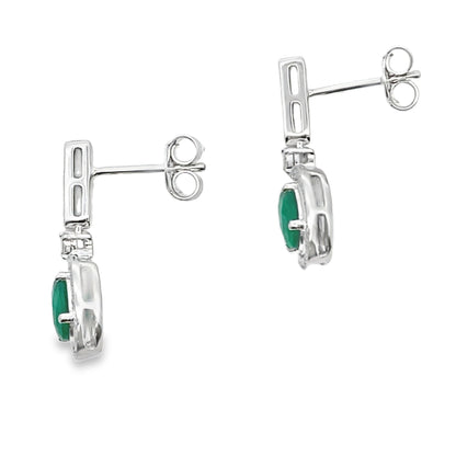 Chalcedony Diamond Dangle Earrings 10KT White Gold Bids.com