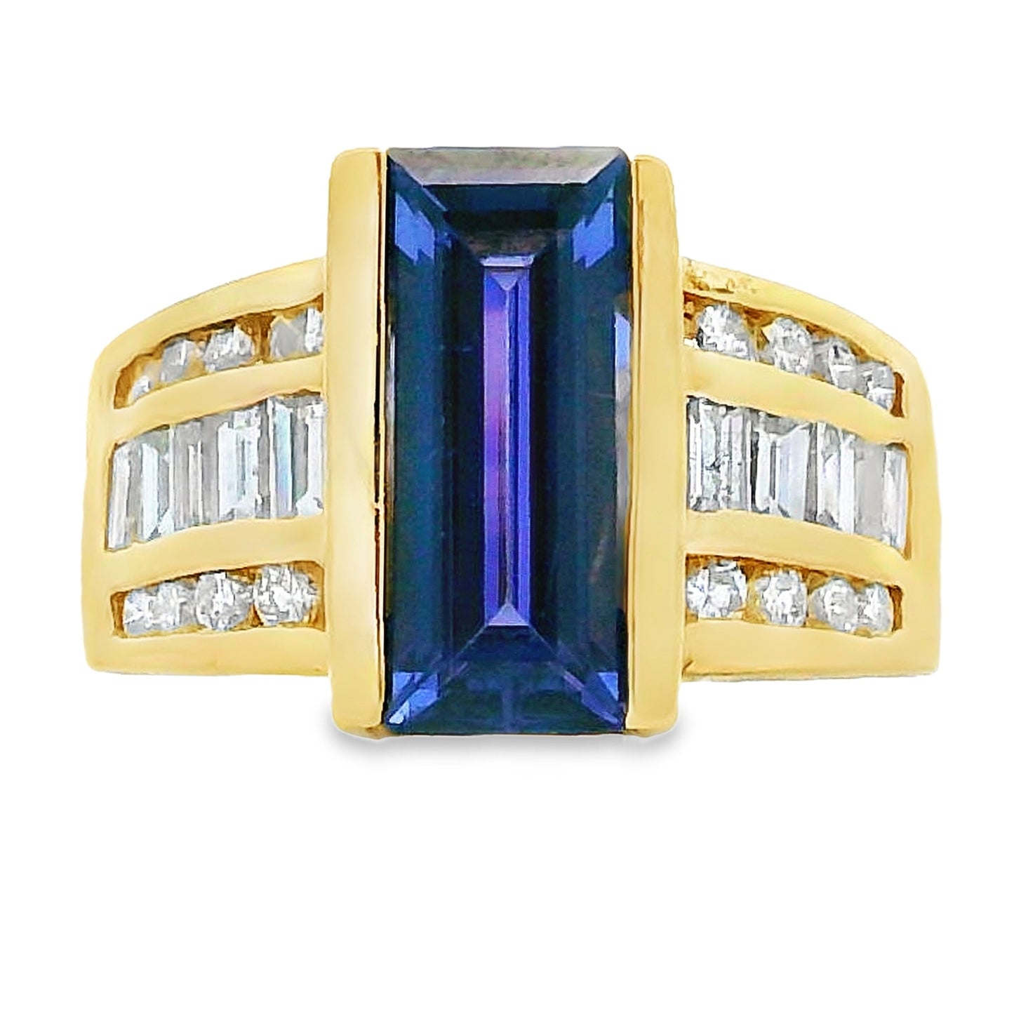 Natural .80ct Tanzanite Diamond Ring 18KT Yellow Gold Bids.com