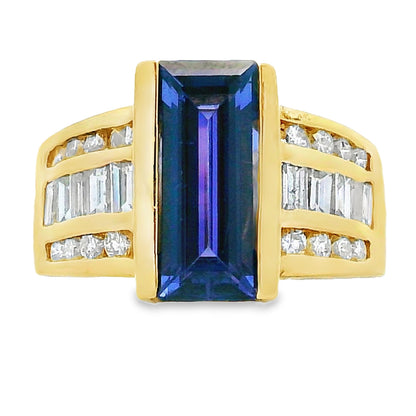 Natural .80ct Tanzanite Diamond Ring 18KT Yellow Gold Bids.com