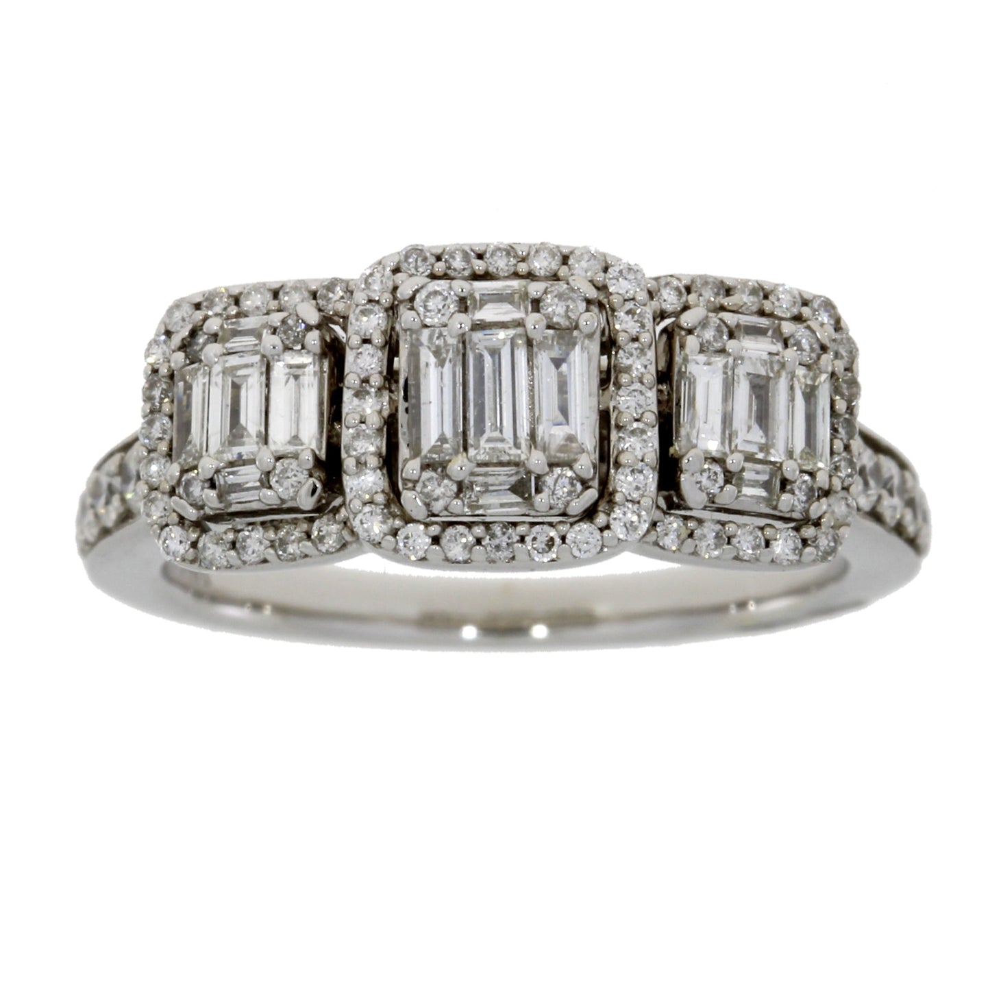 Natural 1.00ct Diamond 3 Stone Ring 14KT White Gold Bids.com