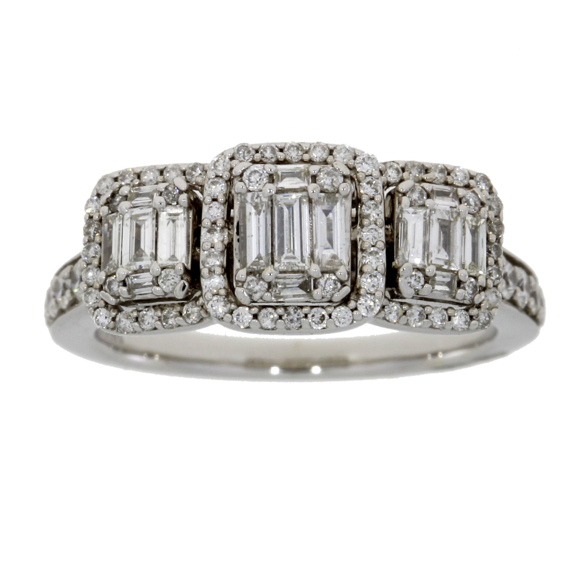 Natural 1.00ct Diamond 3 Stone Ring 14KT White Gold Bids.com