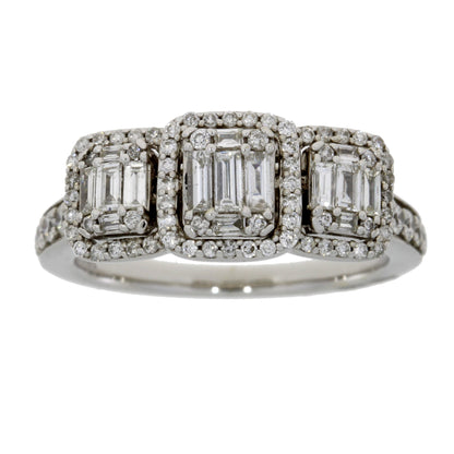 Natural 1.00ct Diamond 3 Stone Ring 14KT White Gold Bids.com