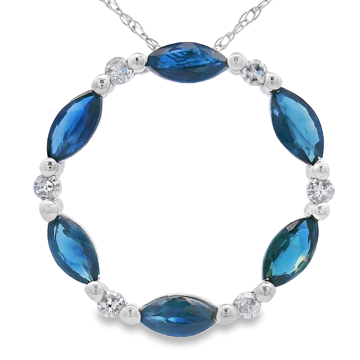 Sapphire Diamond Circle of Love Pendant 10KT White Gold Bids.com