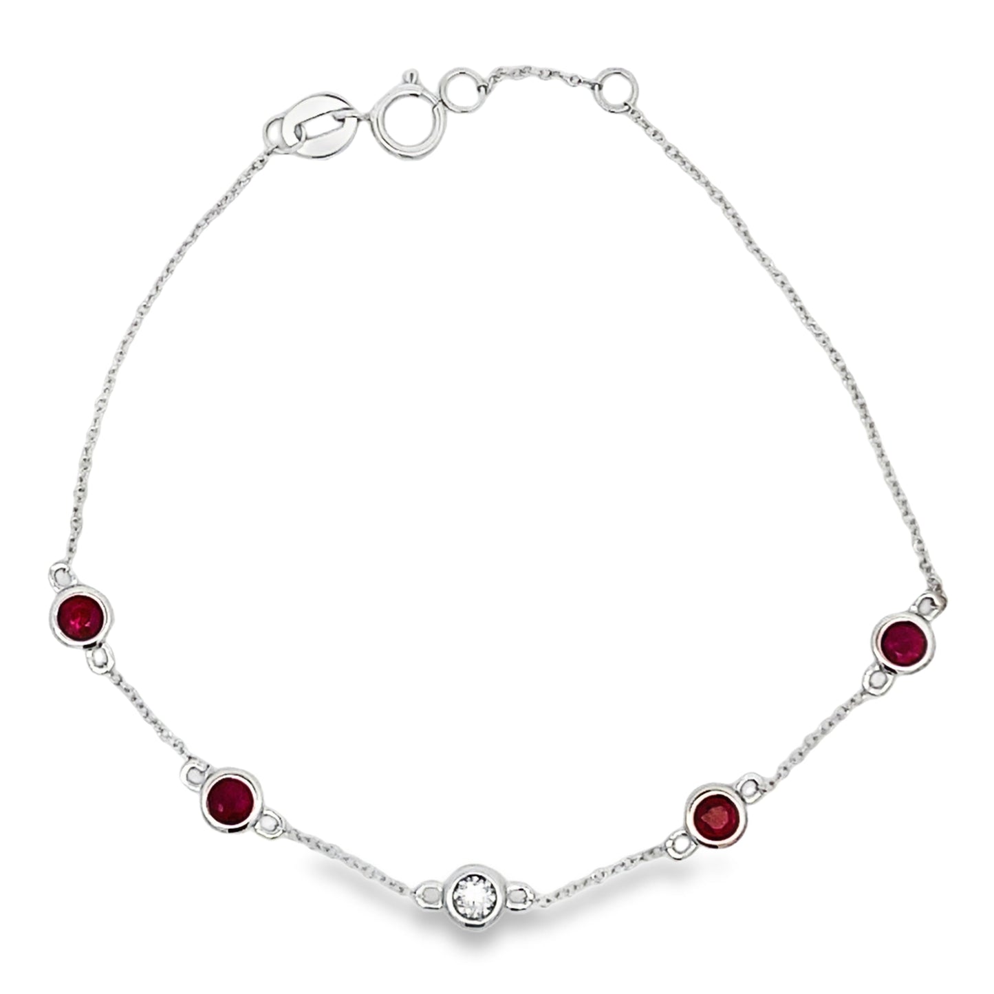 Genuine .66ct Ruby Diamond Bracelet 14KT White Gold Bids.com