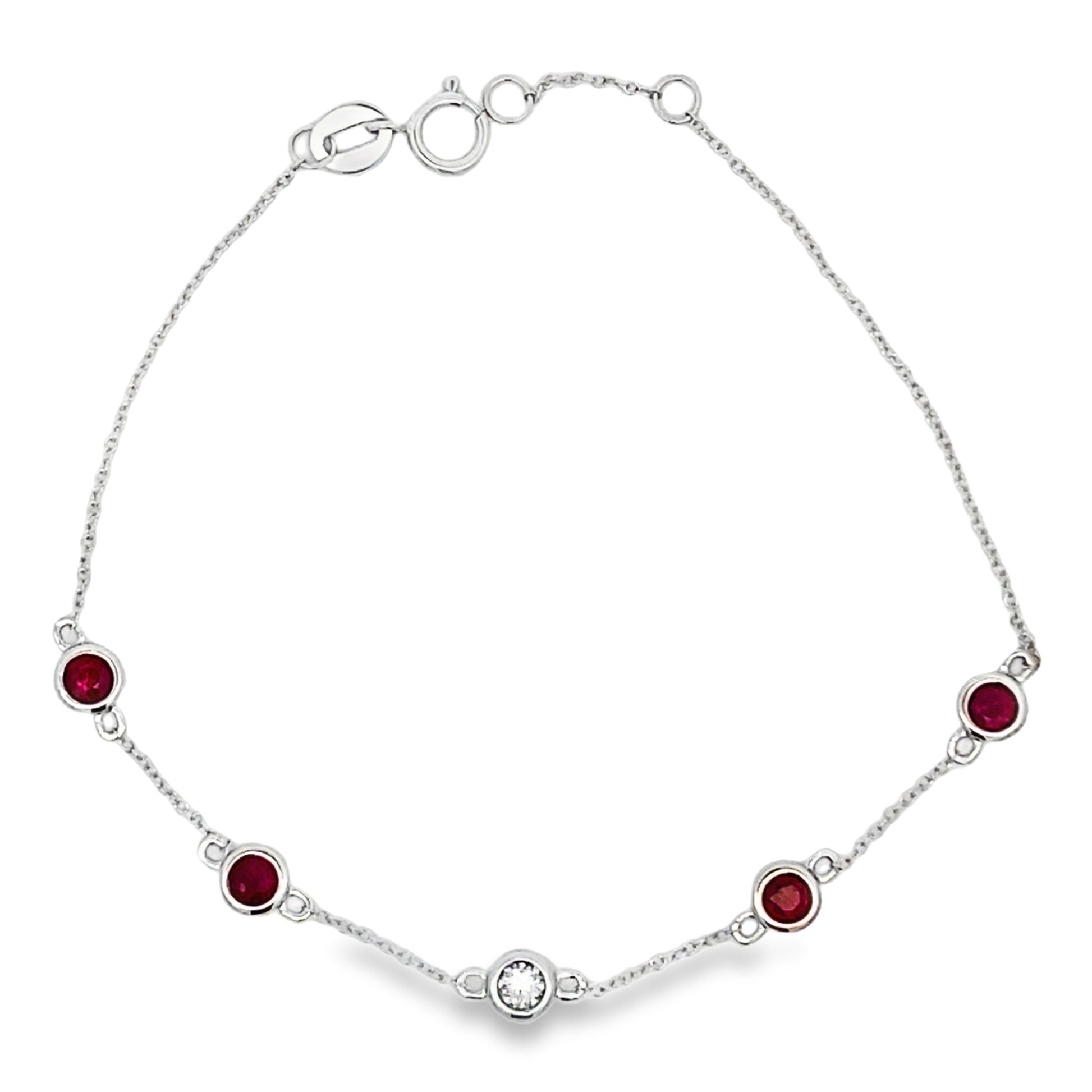 Genuine .66ct Ruby Diamond Bracelet 14KT White Gold Bids.com
