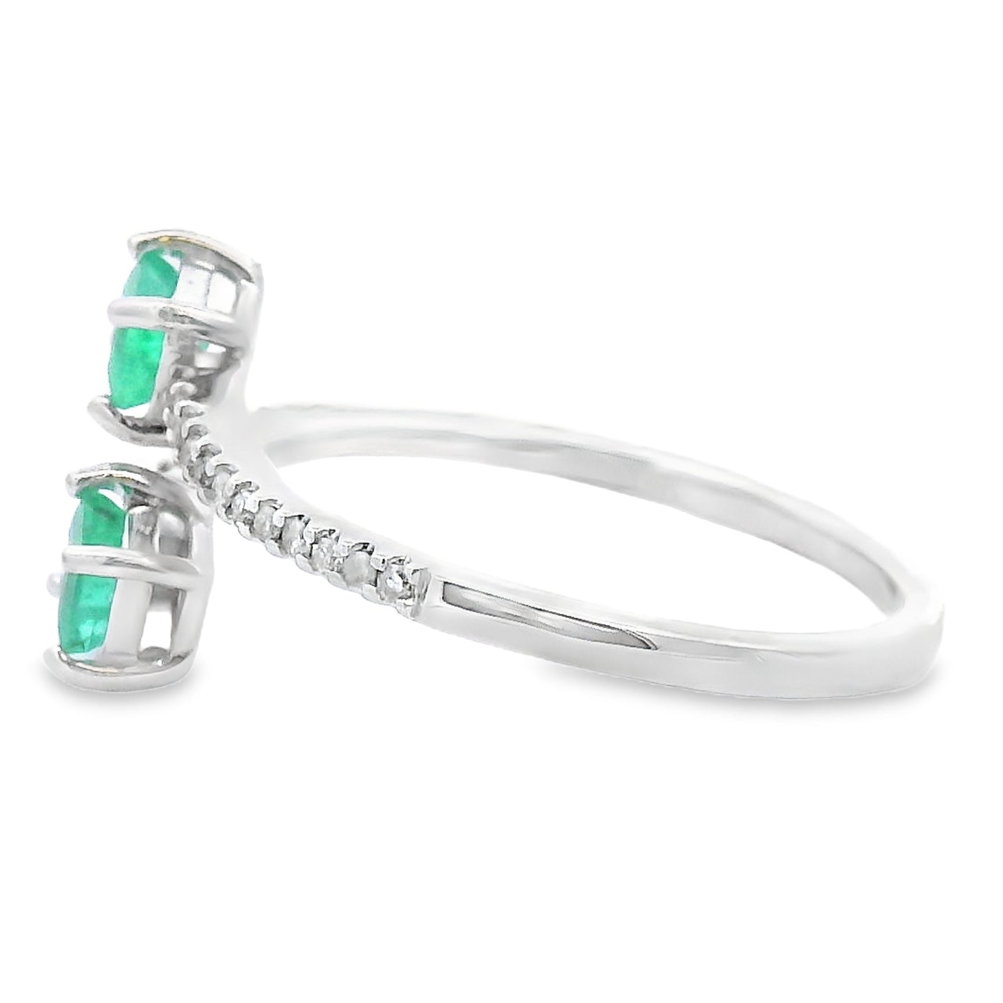 Natural .47ct Emerald Diamond Ring 14KT White Gold Bids.com