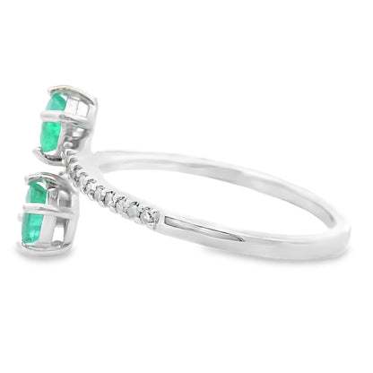 Natural .47ct Emerald Diamond Ring 14KT White Gold Bids.com