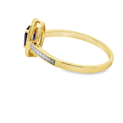Natural .48ct Amethyst Diamond Ring 10KT Yellow Gold Bids.com