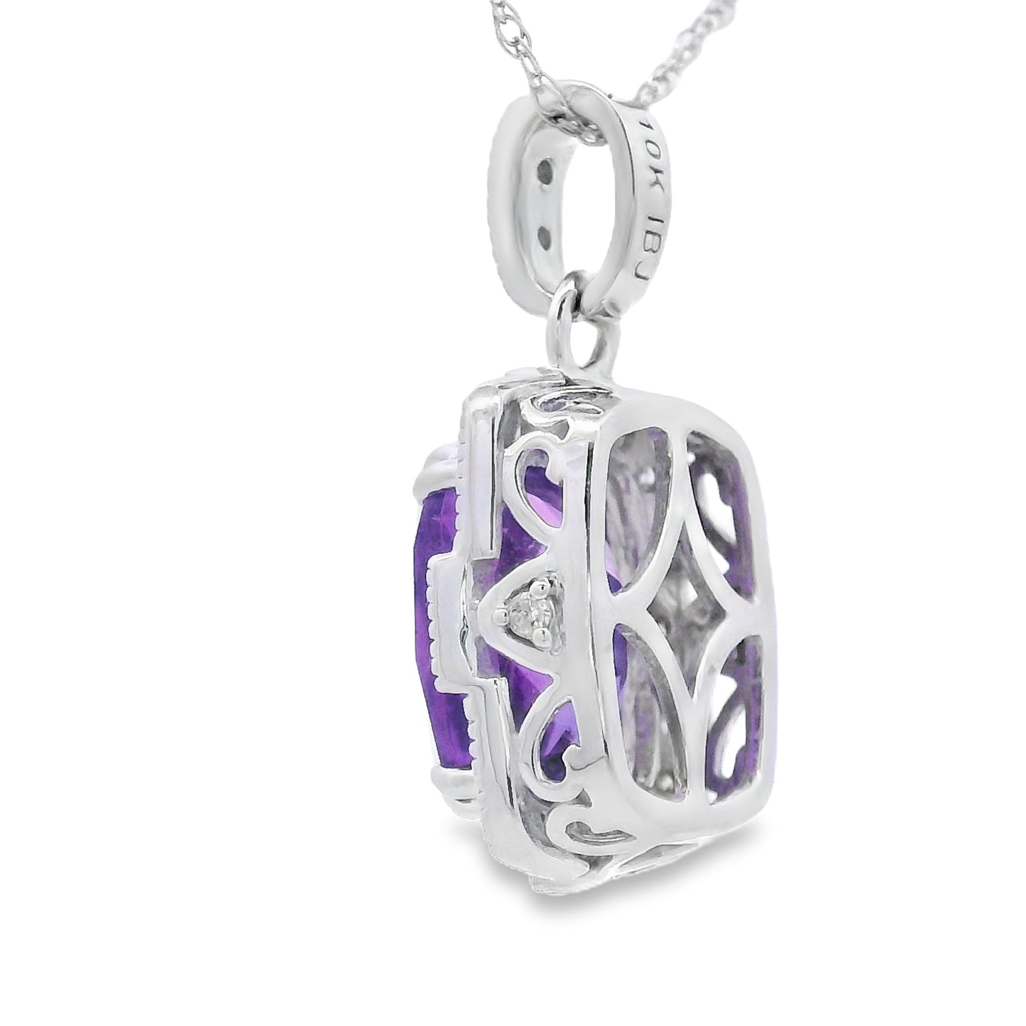 Amethyst Diamond Fashion Pendants 10KT White Gold Bids.com