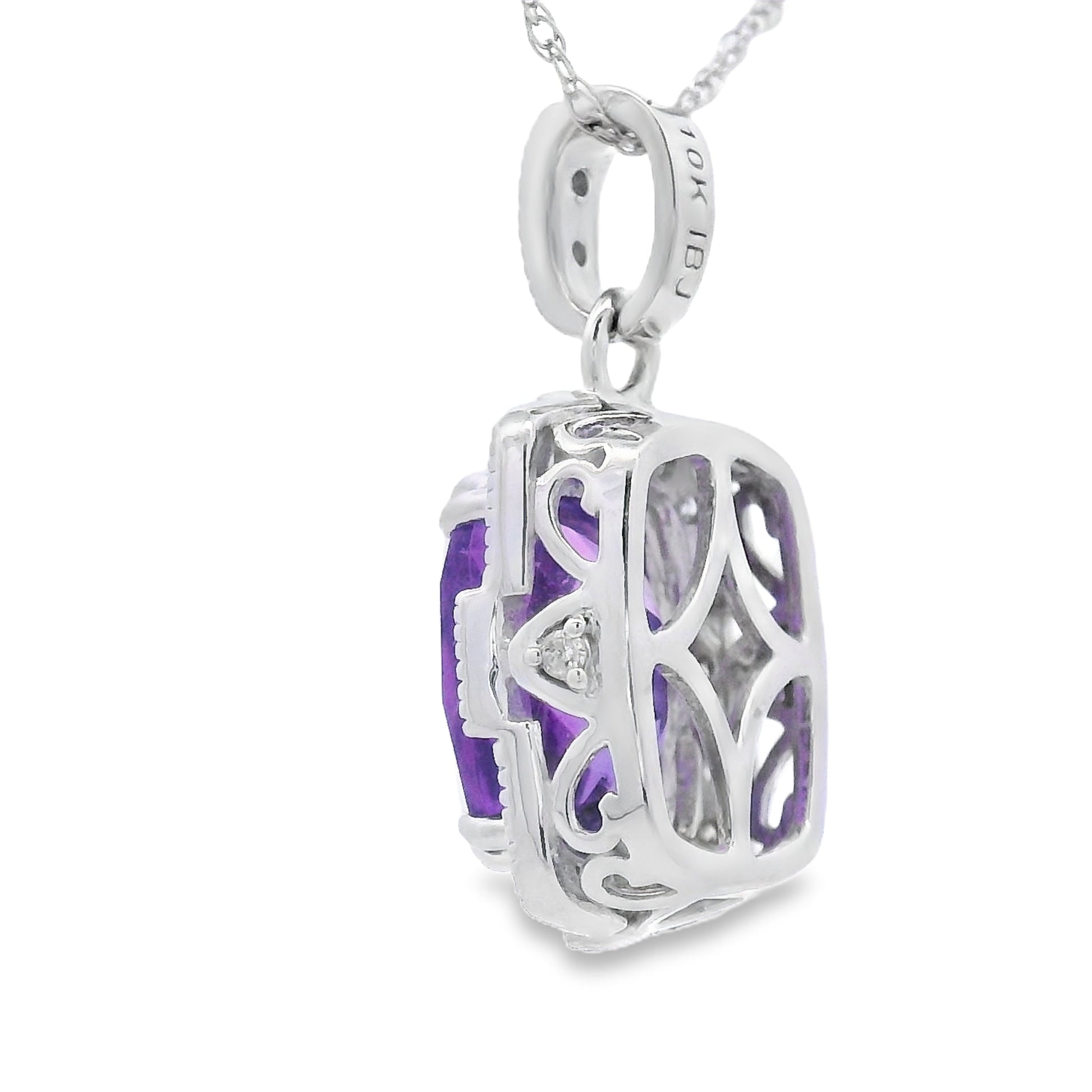 Amethyst Diamond Fashion Pendants 10KT White Gold Bids.com