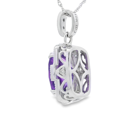 Amethyst Diamond Fashion Pendants 10KT White Gold Bids.com