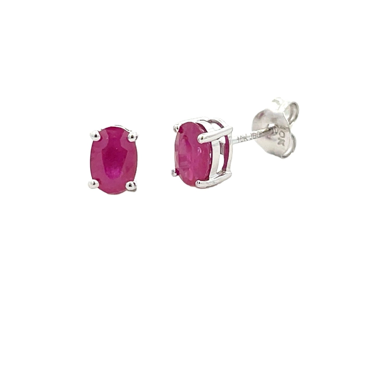 Natural 1.14ct Ruby Stud Earrings 10KT White Gold Bids.com