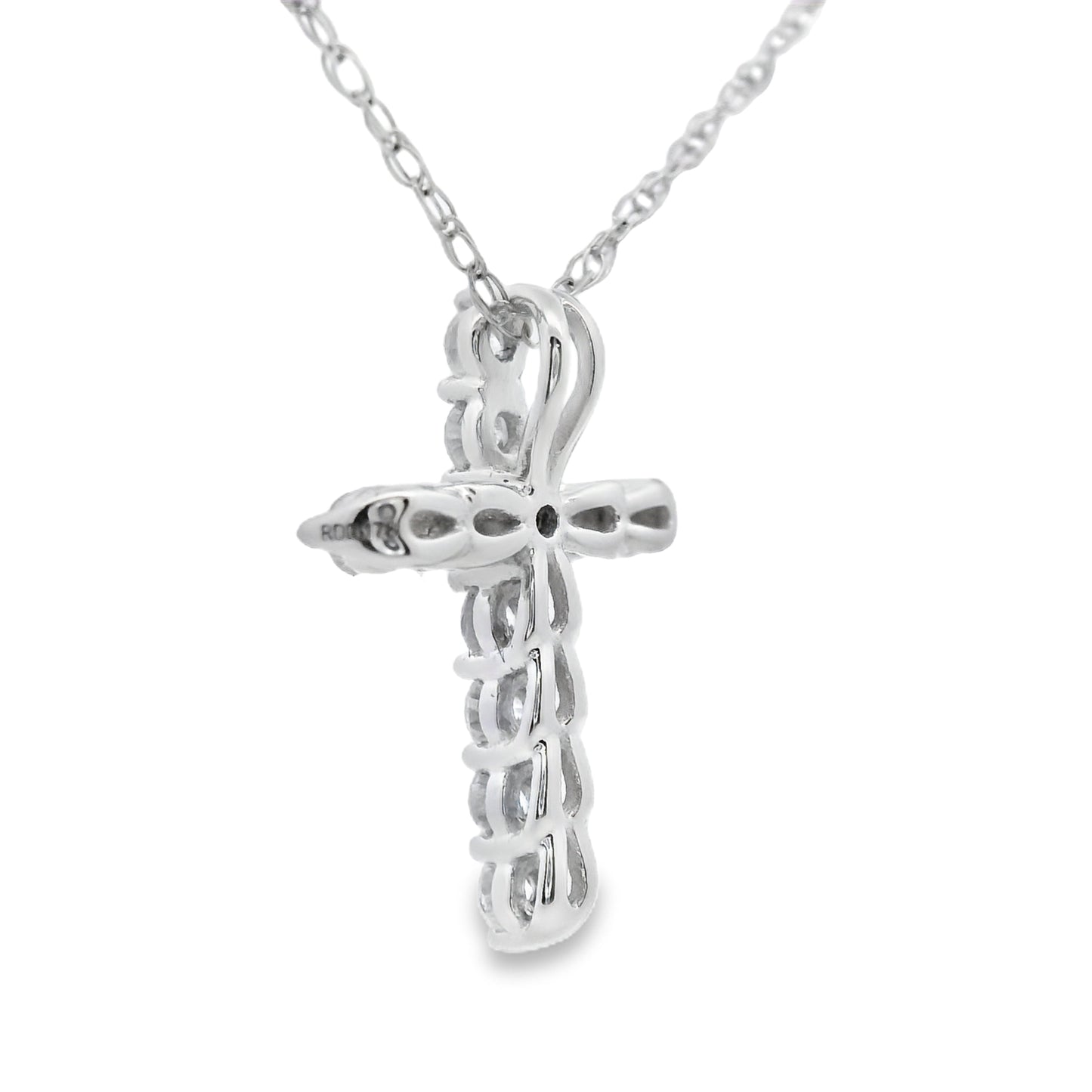 .19ct Diamond Cross Religious Pendant 14KT White Gold Bids.com