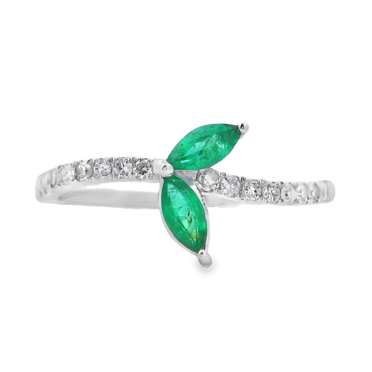 Genuine .29ct Emerald Diamond Ring 14KT White Gold Bids.com
