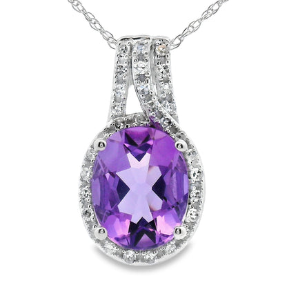 Amethyst Diamond Fashion Pendants 10KT White Gold Bids.com