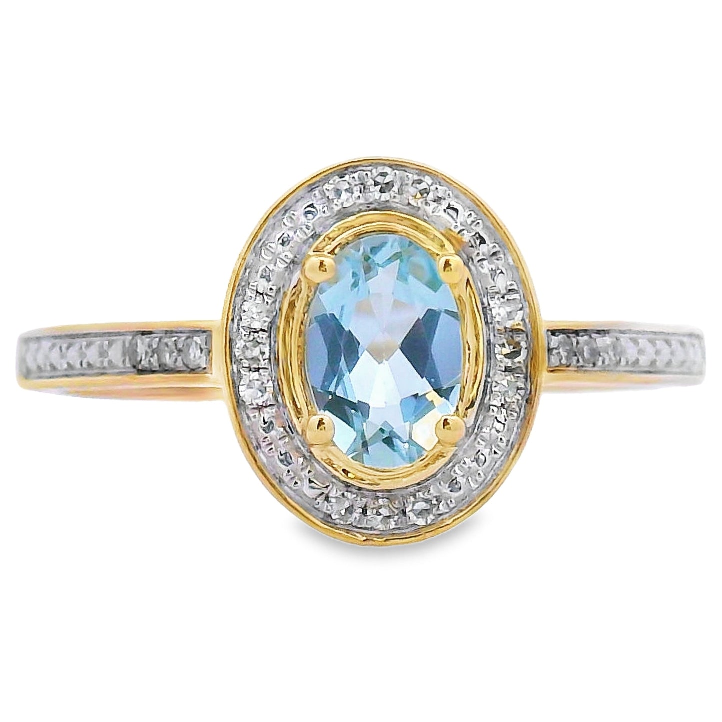 Genuine .40ct Aquamarine Diamond Ring 10KT Yellow Gold Bids.com