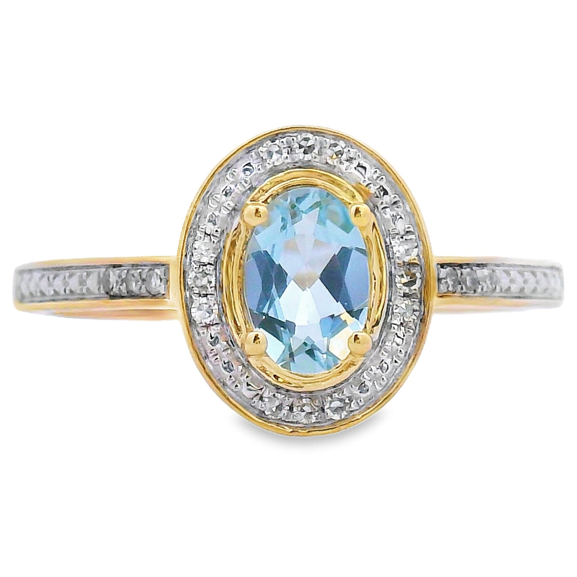 Genuine .40ct Aquamarine Diamond Ring 10KT Yellow Gold Bids.com