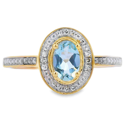 Genuine .40ct Aquamarine Diamond Ring 10KT Yellow Gold Bids.com