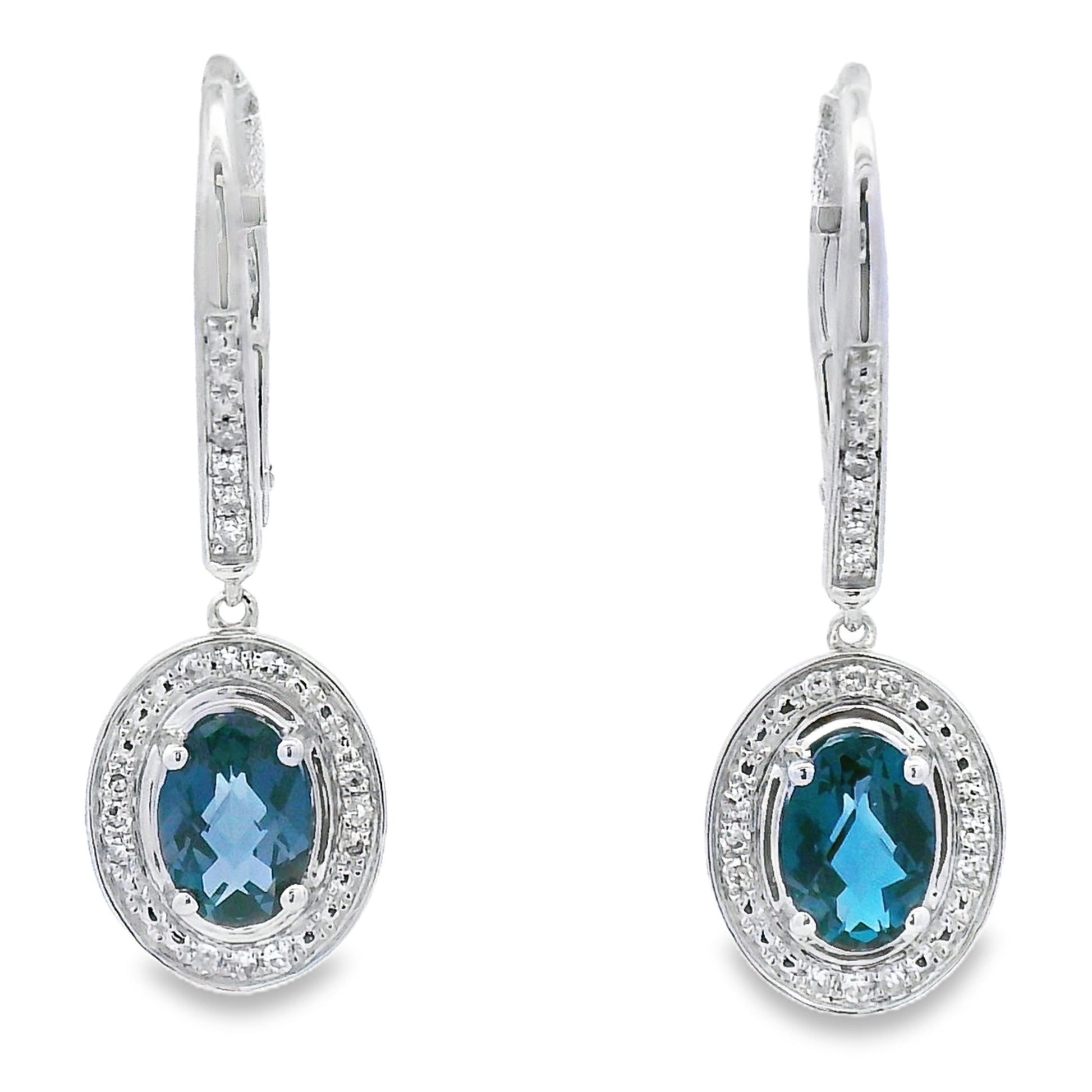 .89ct London Blue Topaz Dangle Earrings 10KT White Gold Bids.com