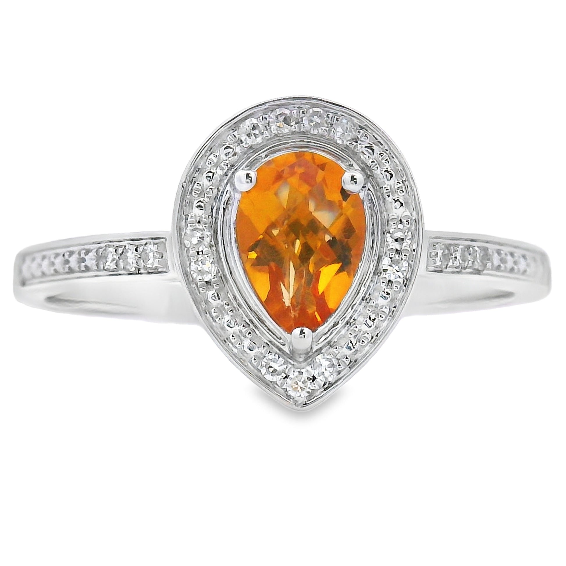 Genuine .50ct Citrine Diamond Ring 10KT White Gold Bids.com