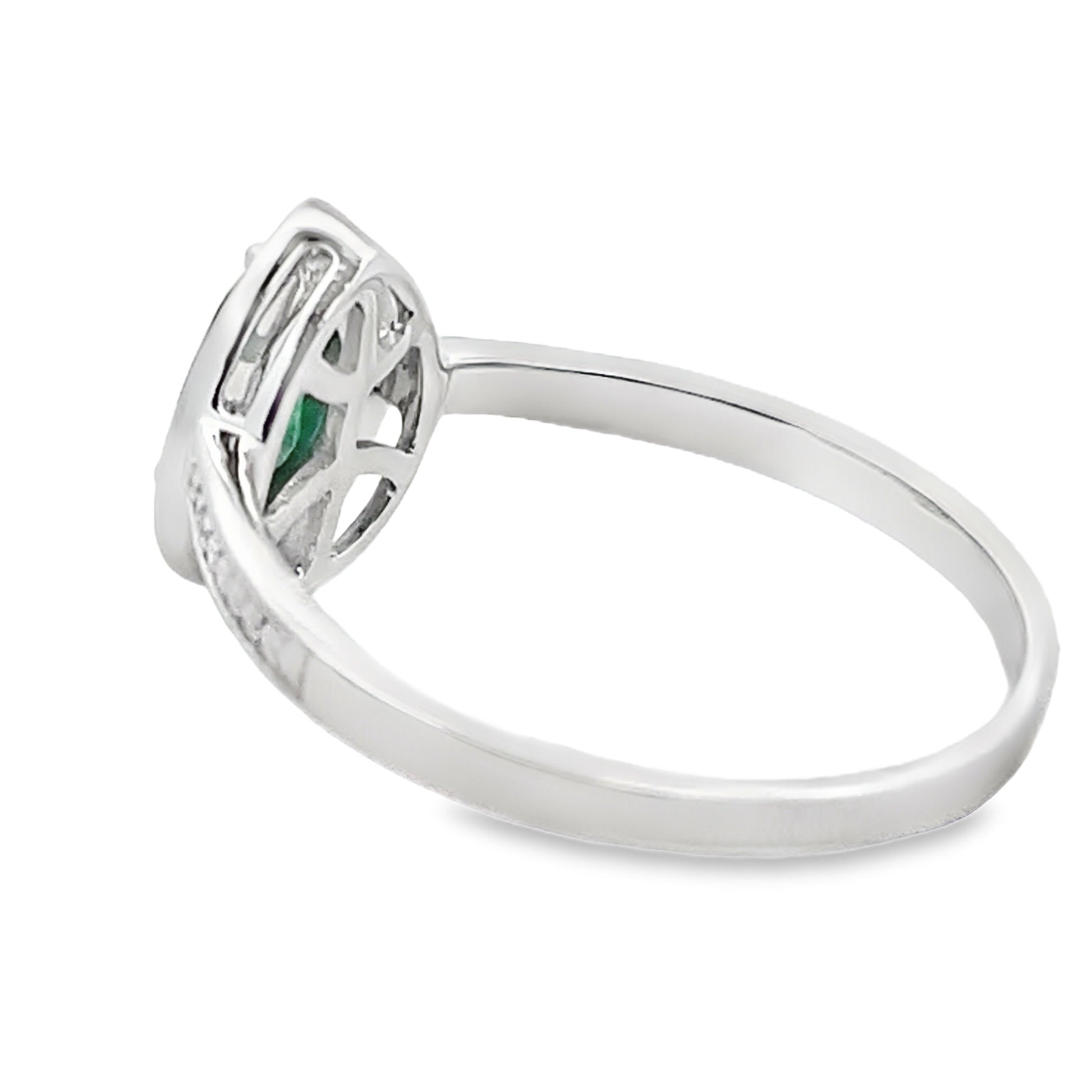 Genuine .42ct Emerald Diamond Ring 10KT White Gold Bids.com