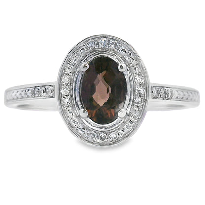 Genuine .42ct Quartz Diamond Ring 10KT White Gold Bids.com