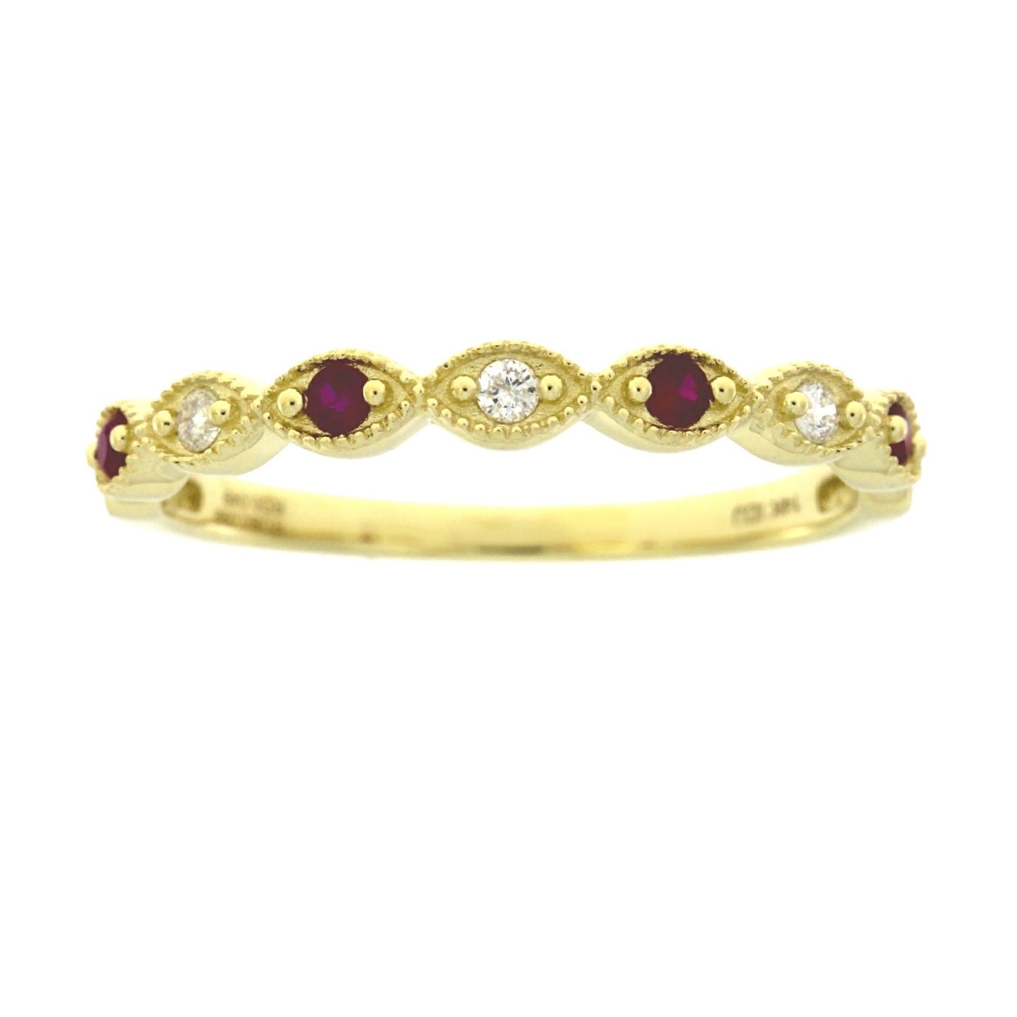 .15ct Ruby Diamond Wedding Band Ring 14KT Yellow Gold Bids.com