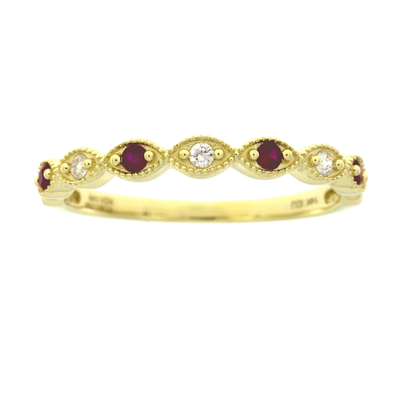 .15ct Ruby Diamond Wedding Band Ring 14KT Yellow Gold Bids.com
