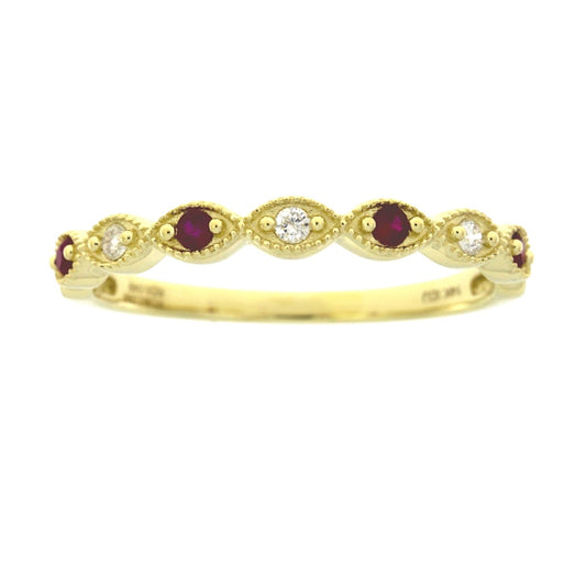 .15ct Ruby Diamond Wedding Band Ring 14KT Yellow Gold Bids.com