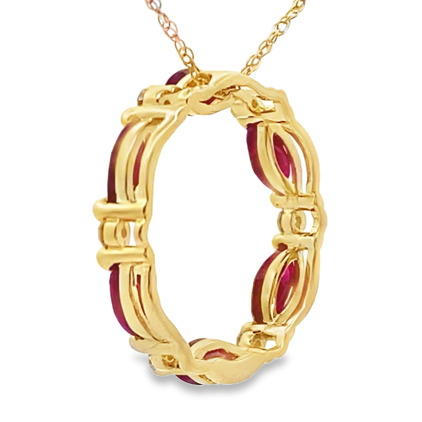 Ruby Diamond Circle of Love Pendant 10KT Yellow Gold Bids.com