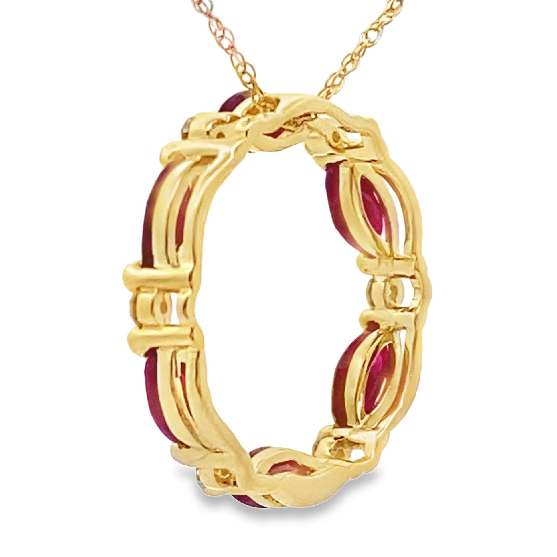 Ruby Diamond Circle of Love Pendant 10KT Yellow Gold Bids.com