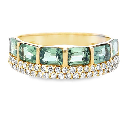 Green Sapphire Fashion band rings 14KT Yellow Gold Bids.com