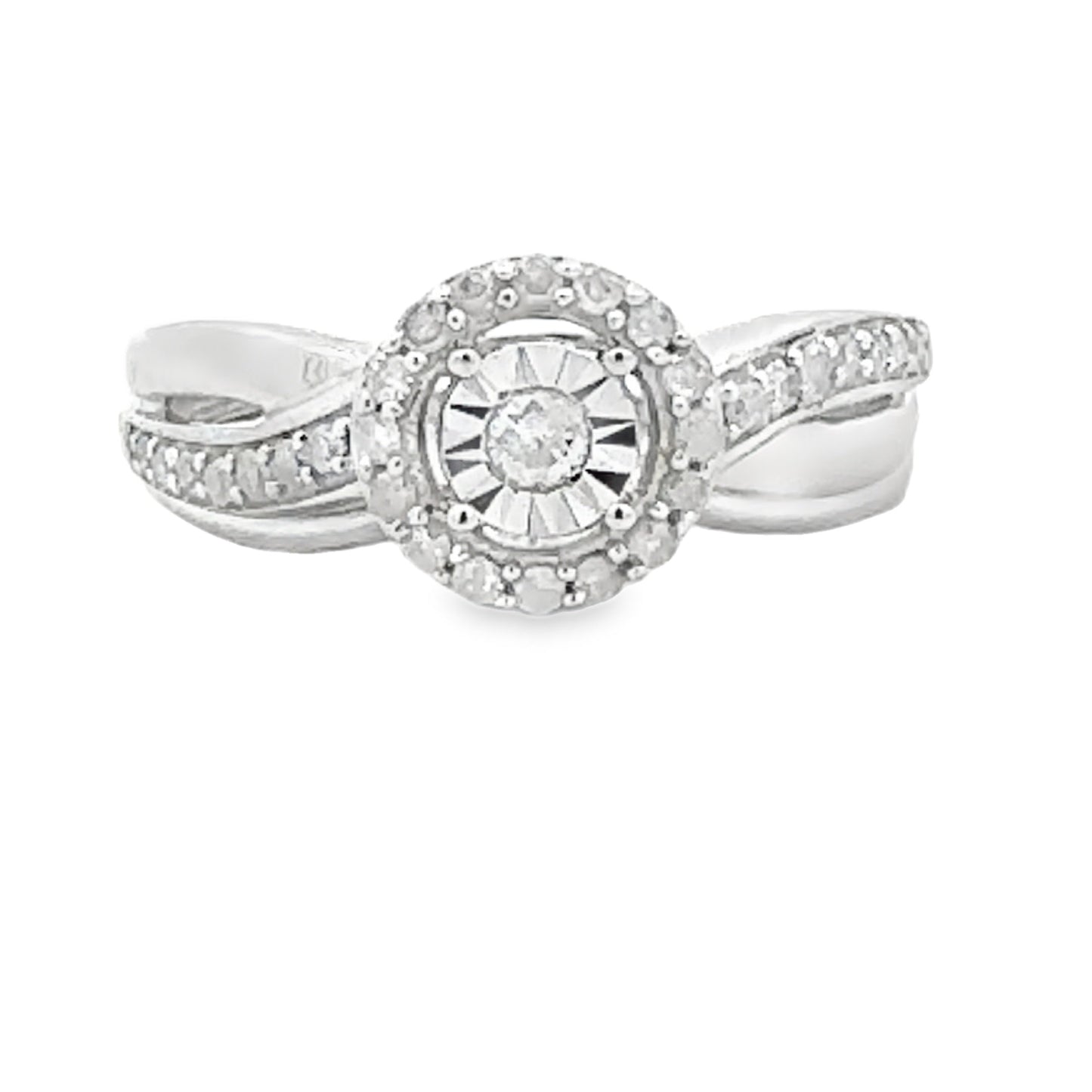 .25ct Diamond Engagement Ring Set Sterling Silver Bids.com