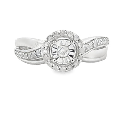 .25ct Diamond Engagement Ring Set Sterling Silver Bids.com