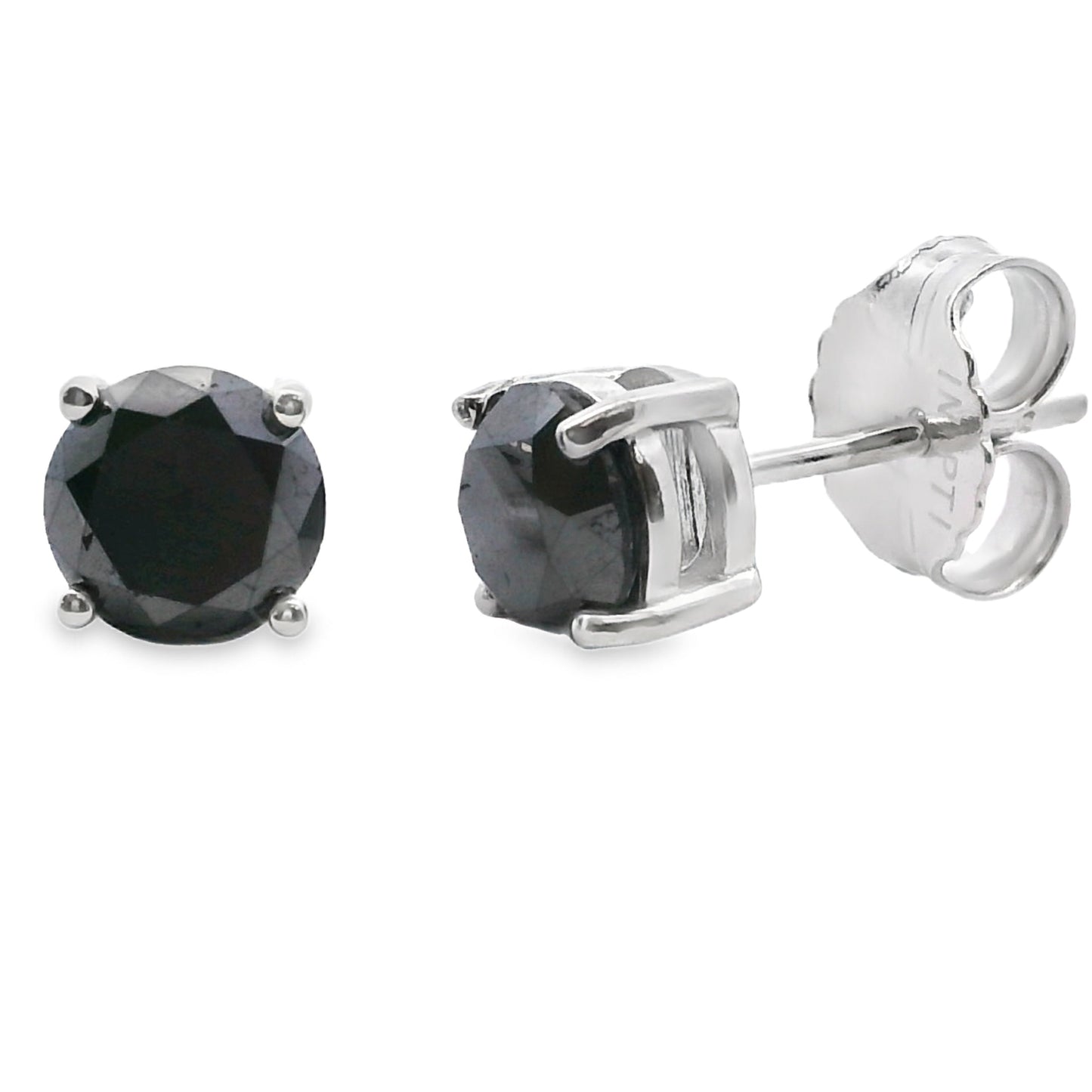 2.00ct Black Diamond Stud Earrings Sterling Silver Bids.com
