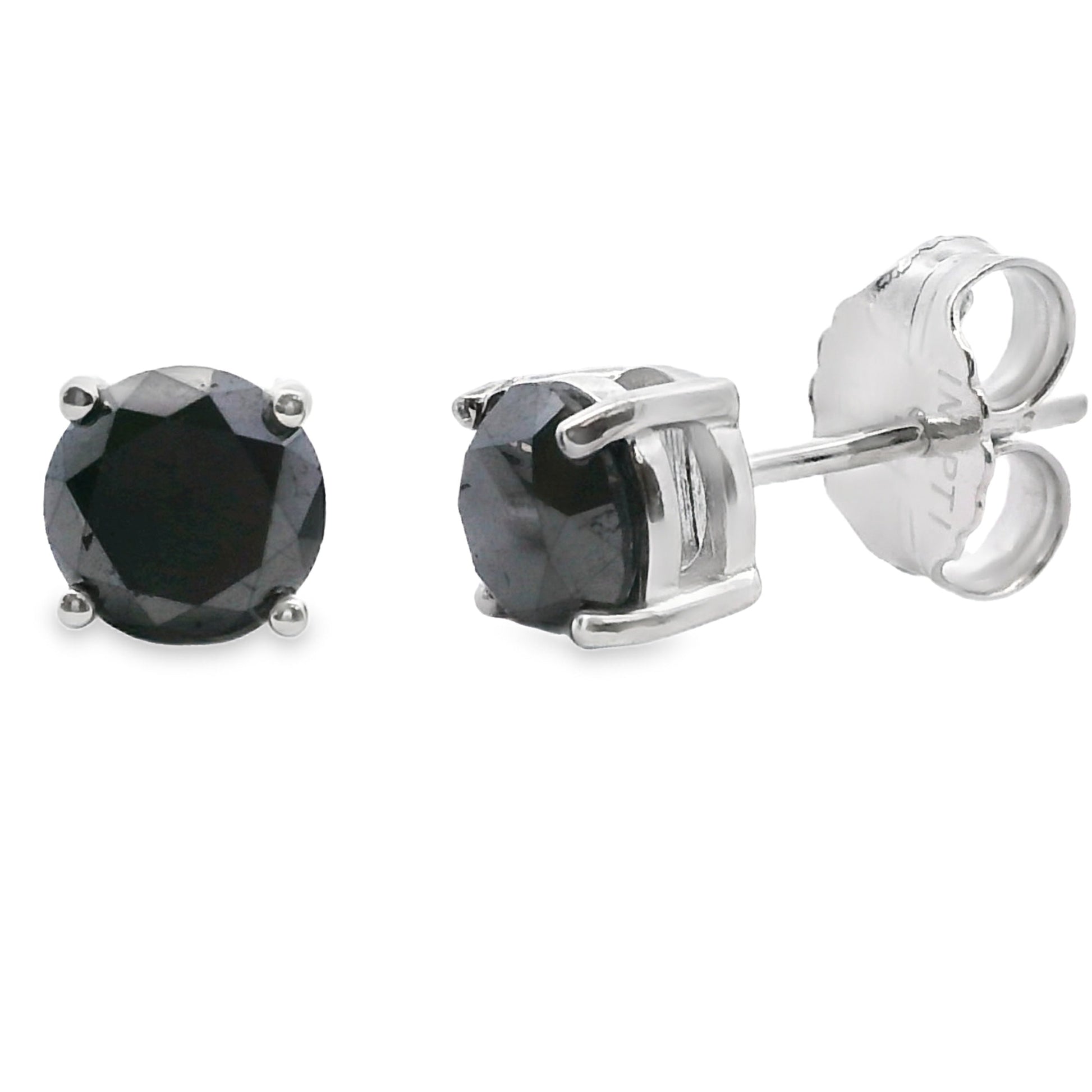 2.00ct Black Diamond Stud Earrings Sterling Silver Bids.com